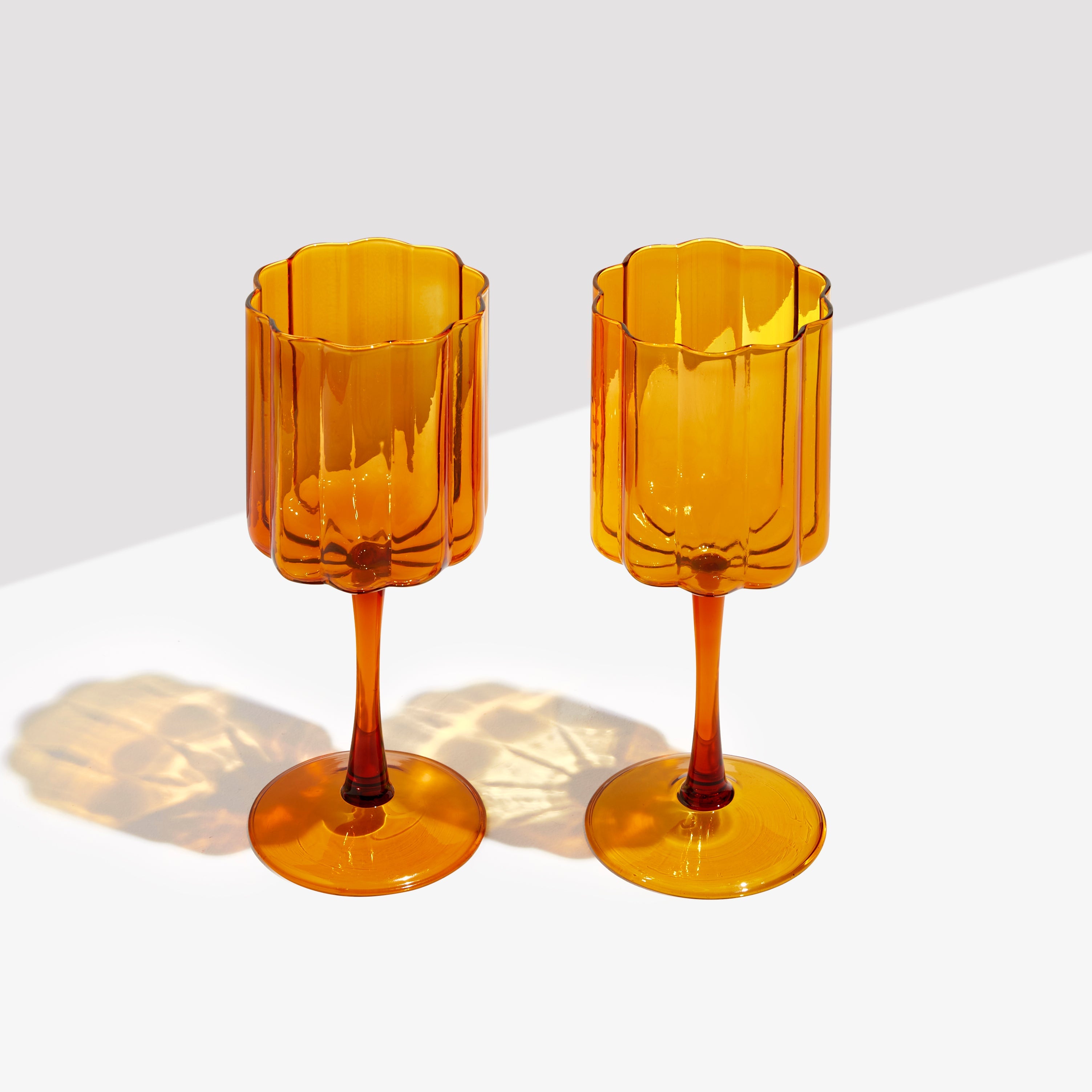 Vintage Amber Short Stemmed Wine Glasses/goblets 