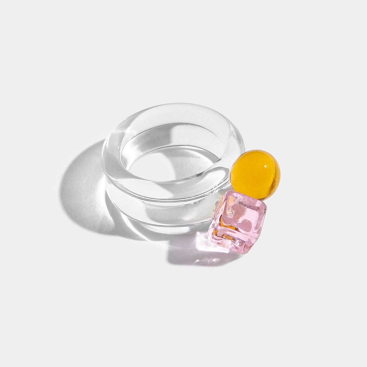 Geo Rings Amber + Pink - Set of 2