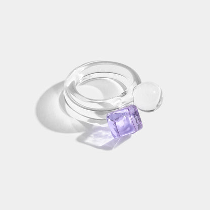 Geo Rings Clear + Lilac - Set of 2