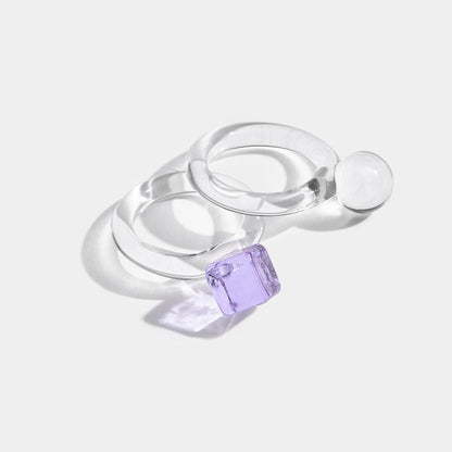 Geo Rings Clear + Lilac - Set of 2