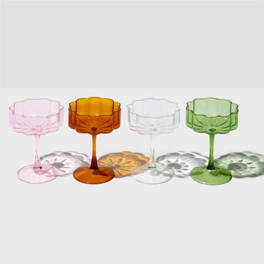 WAVE COUPE SET OF 4 - MIXED - Fazeek Drinkware Coupe Glass