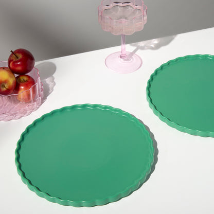 TWO X WAVE DINNER PLATES - GREEN - Fazeek Dining Diningware Bowl