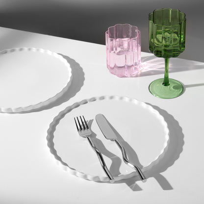 TWO X WAVE DINNER PLATES - WHITE - Fazeek Dining Diningware Bowl