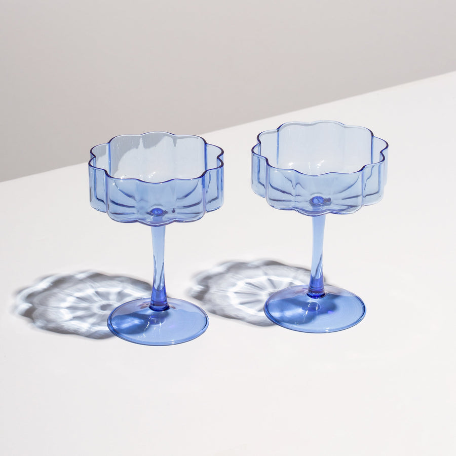 Fazeek Wave Coupe Glasses Set of 2 in Blue
