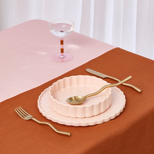 HALF HALF TABLECLOTH - PINK + TERRACOTTA - Fazeek Dining Diningware Bowl